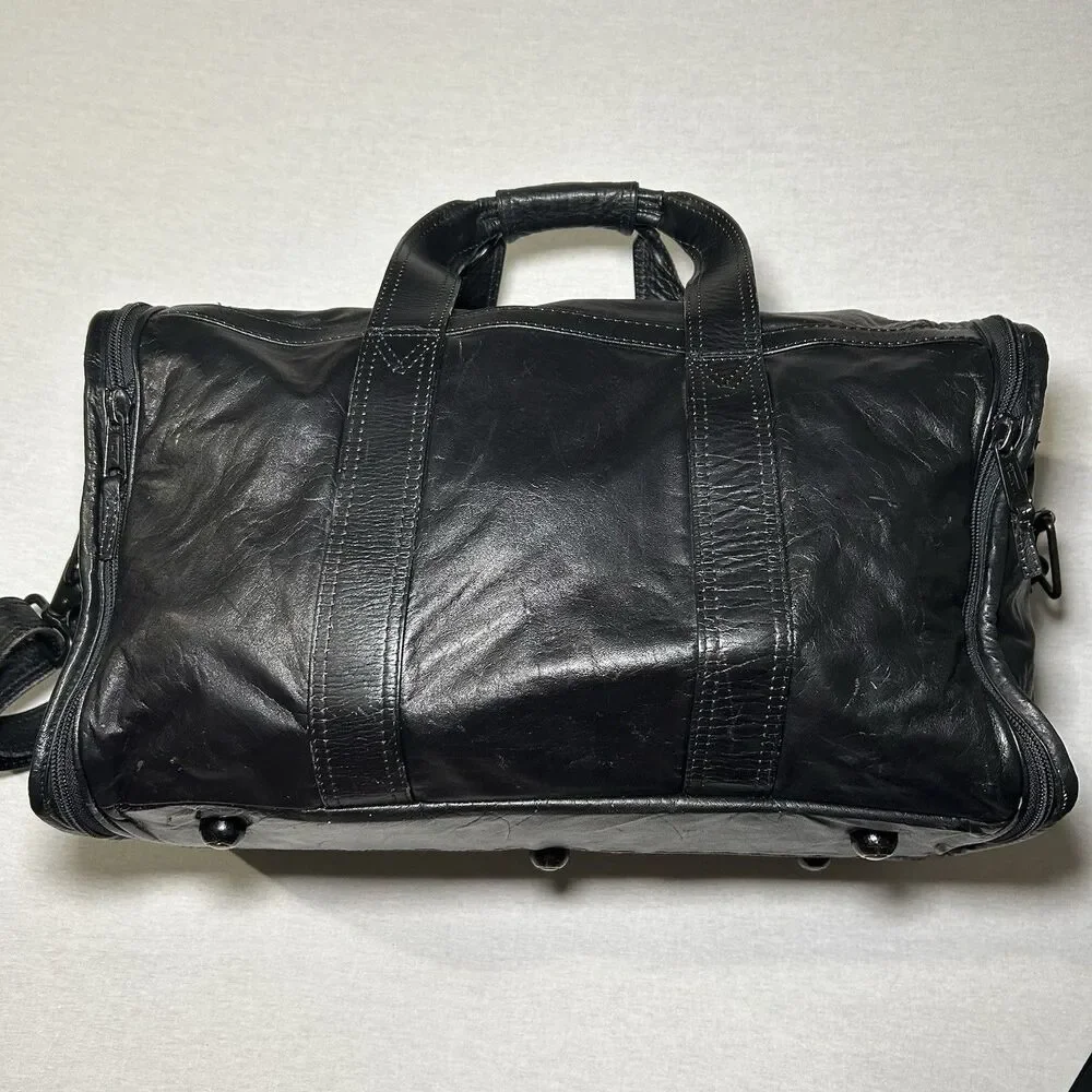 Vintage Tumi Alpha Square Duffle Bag Black Napa Leather Rare Luggage Weekender